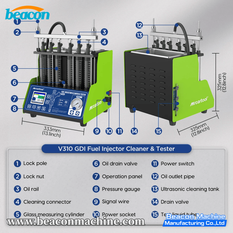 {V310 6-Cylinder GDI Fuel Injector Cleaner and Tester (Large Screen)}